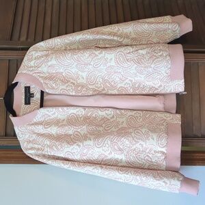 Pink brocade bomber jacket